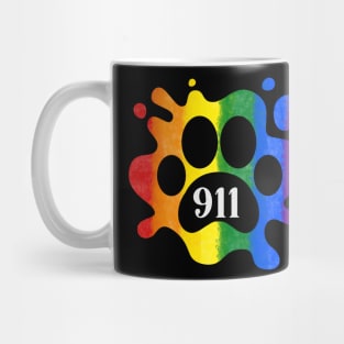 Dispatcher LGBTQIA 911 Rainbow Pride Paw Print Mug